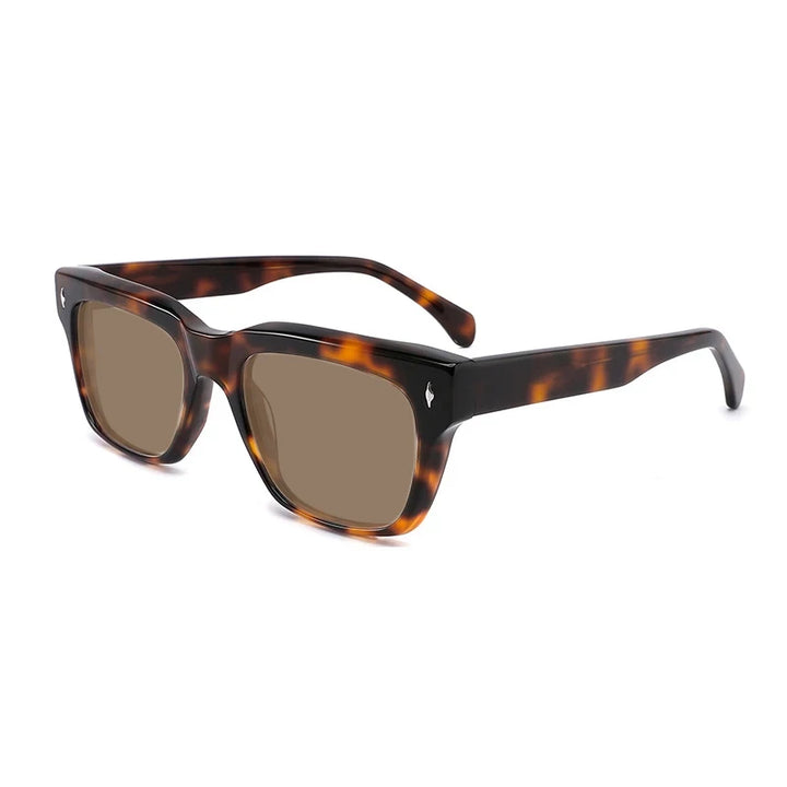 Gatenac Unisex Full Rim Square Polarized Acetate Sunglasses Mo15 Sunglasses Gatenac Tortoiseshell Brown