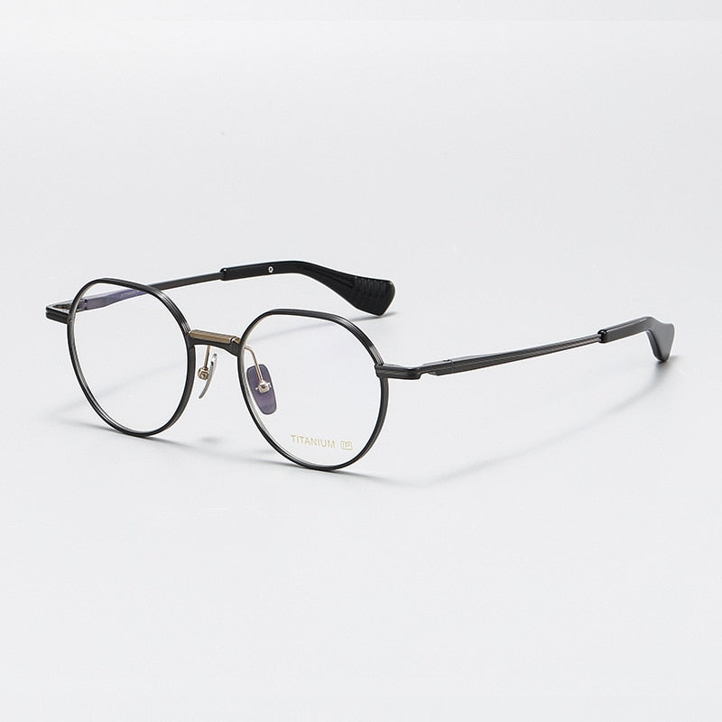 Gatenac Unisex Full Rim Round Titanium Eyeglasses Gxyj1065 Full Rim Gatenac Gun