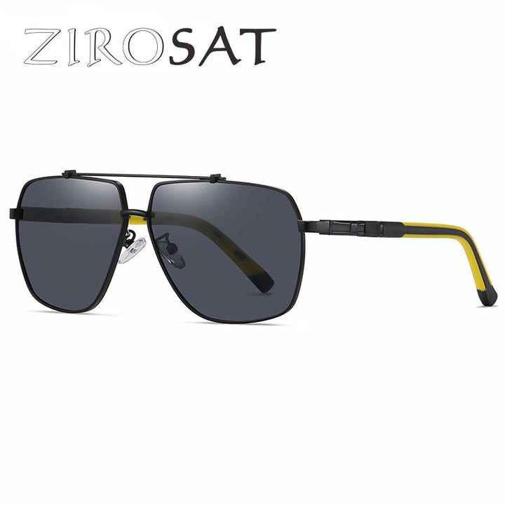 Zirosat Unisex Full Rim Square Double Bridge Alloy Polarized Sunglasses 6312 Sunglasses Zirosat   