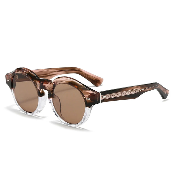 Nobler Women's Full Rim Round Cat Eye Acetate Polarized Sunglasses 5493 Sunglasses Nobler C2