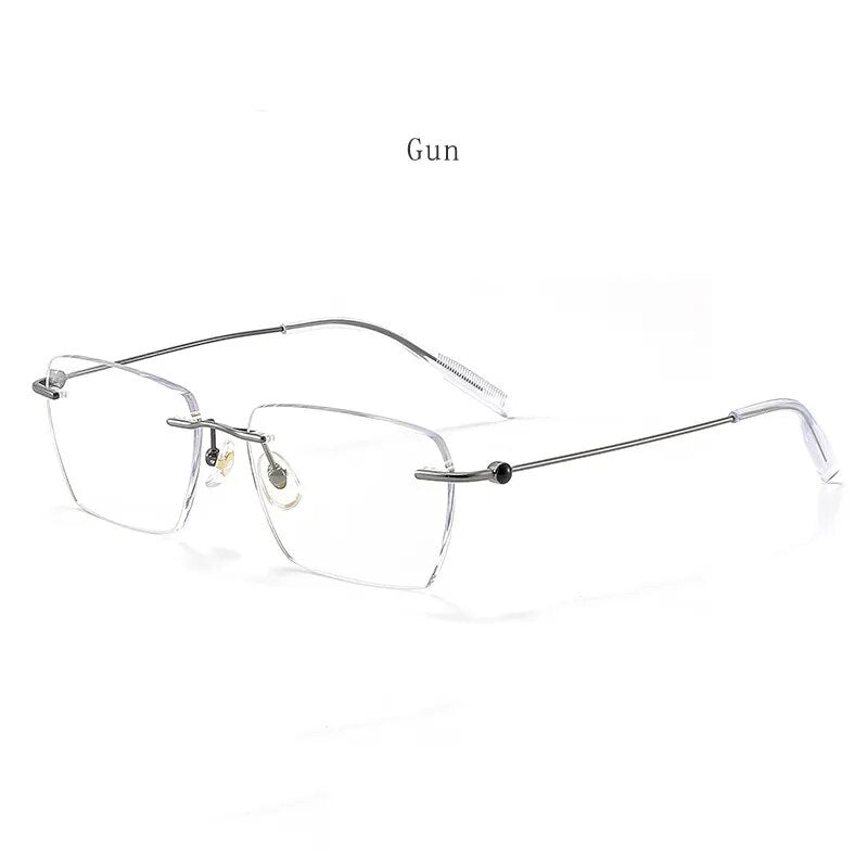 Hdcrafter Unisex Rimless Square Titanium Eyeglasses 71327 Rimless Hdcrafter Eyeglasses Gun