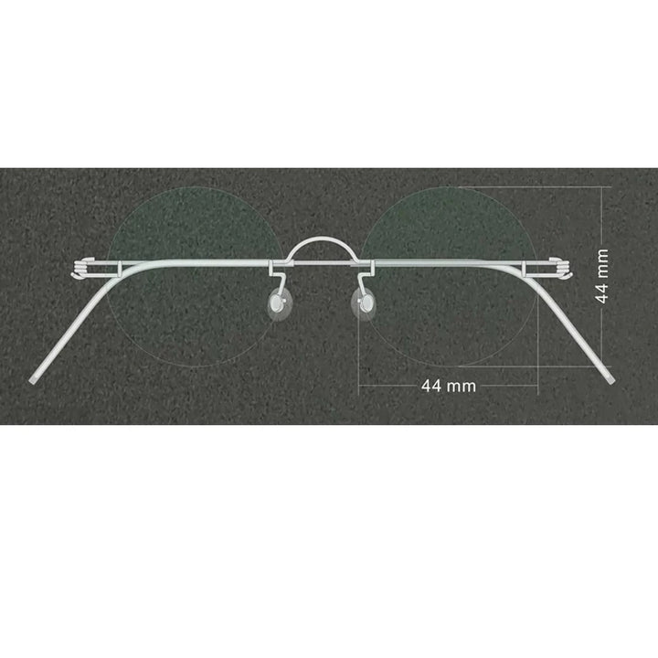 Yujo Unisex Rimless Round Stainless Steel Eyeglasses Y3840 Rimless Yujo 44mm CHINA