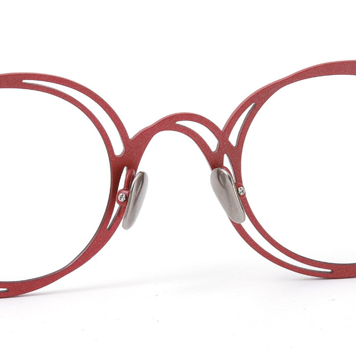 Muzz Unisex Full Rim Irregular Round Ip Titanium Eyeglasses T7773 Full Rim Muzz