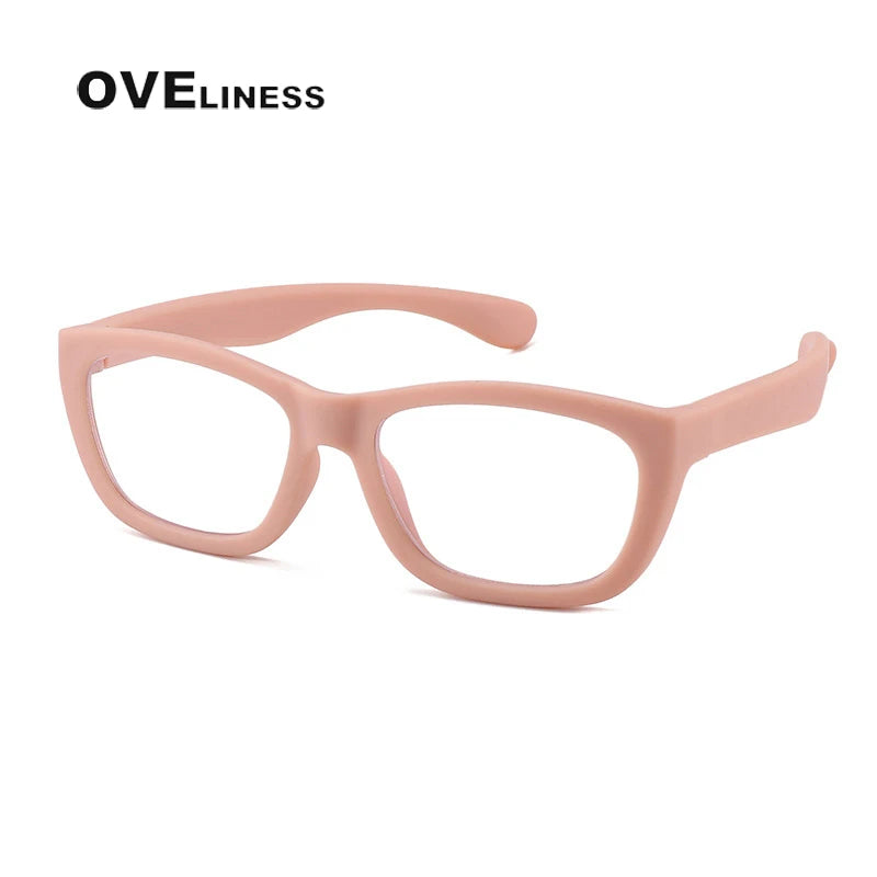 Oveliness Youth Unisex Full Rim Square Tr 90 Titanium Eyeglasses 8214 Full Rim Oveliness pink  