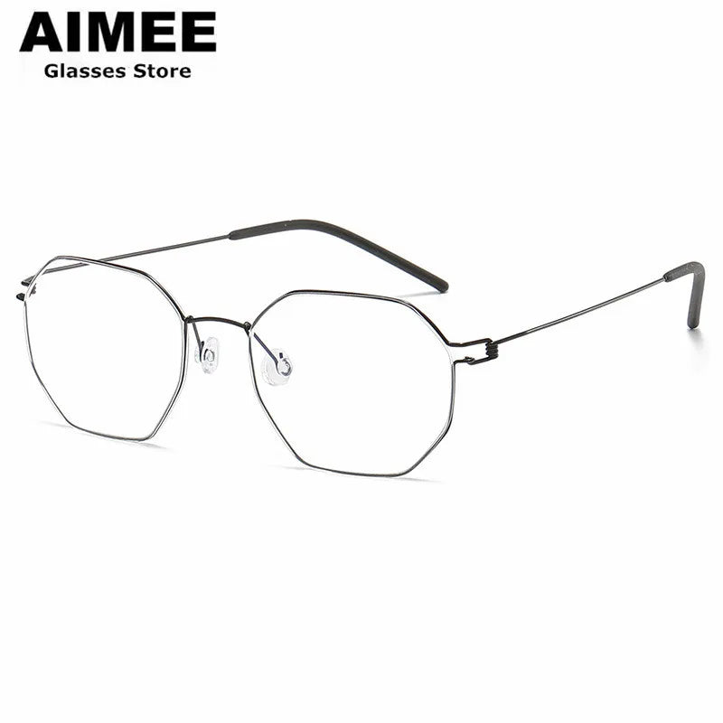 Aimee Unisex Semi Rim Flat Top Polygon Screwless Eyeglasses 10516 Semi Rim Aimee