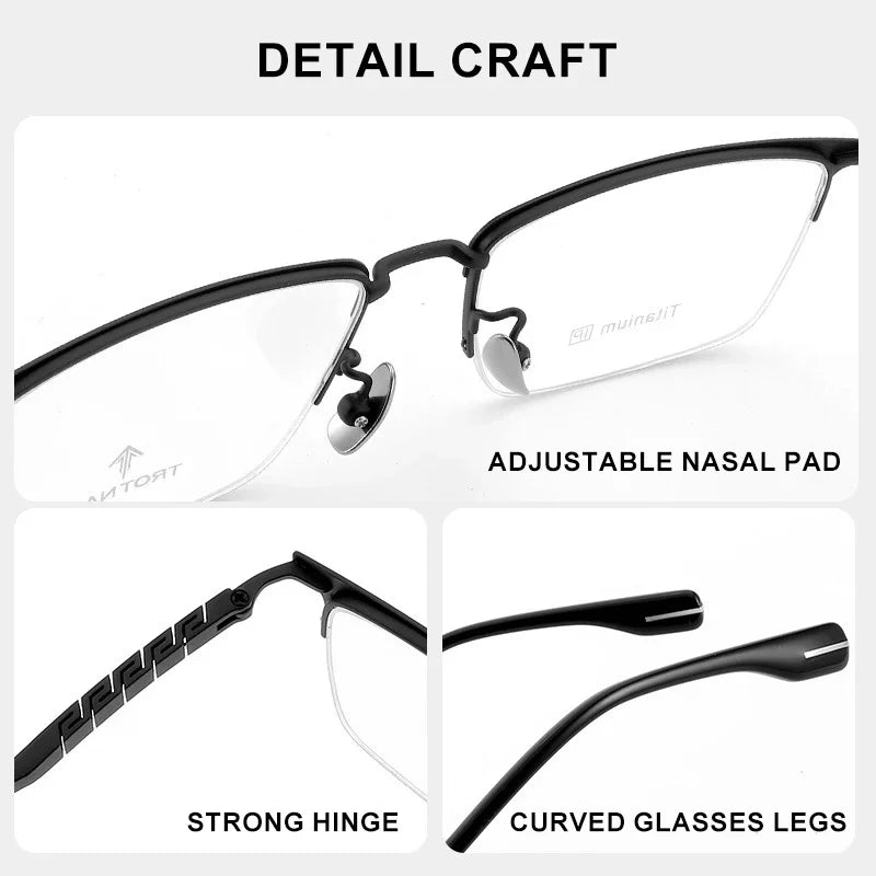 Vicky Men's Semi Rim Square Titanium Reading Glasses 18090 Reading Glasses Vicky