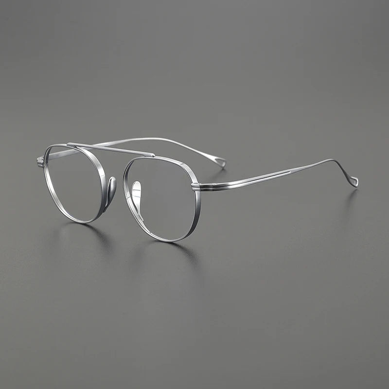 Black Mask Unisex Full Rim Polygon Square Titanium Eyeglasses 49503 Full Rim Black Mask Silver