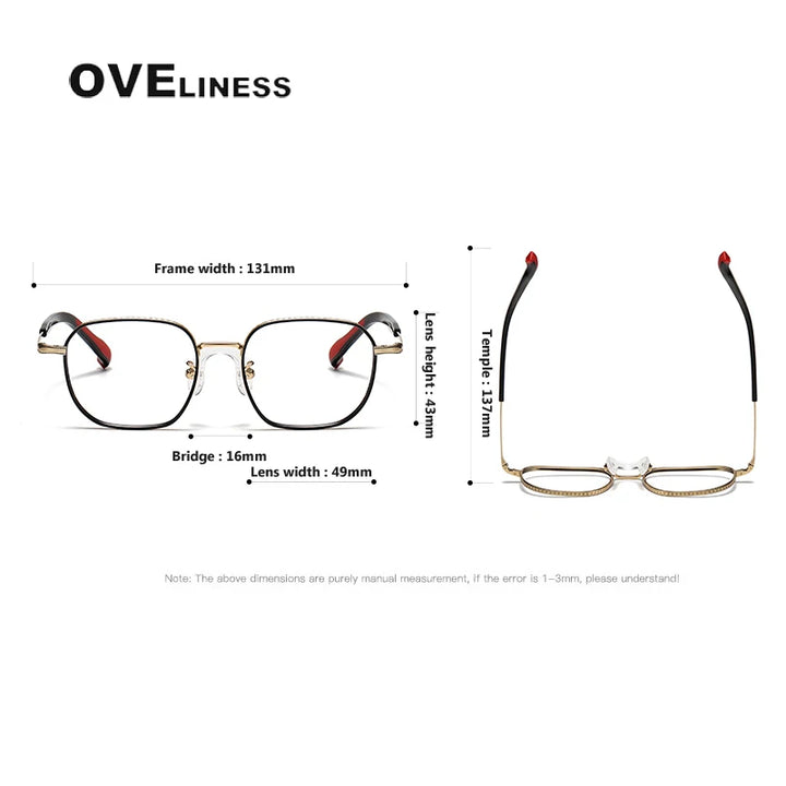Oveliness Unisex Full Rim Square Titanium Eyeglasses 80940 Full Rim Oveliness