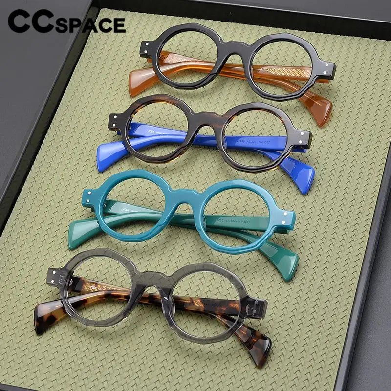 CCspace Unisex Full Rim Large Round Acetate Eyeglasses 57333 Full Rim CCspace