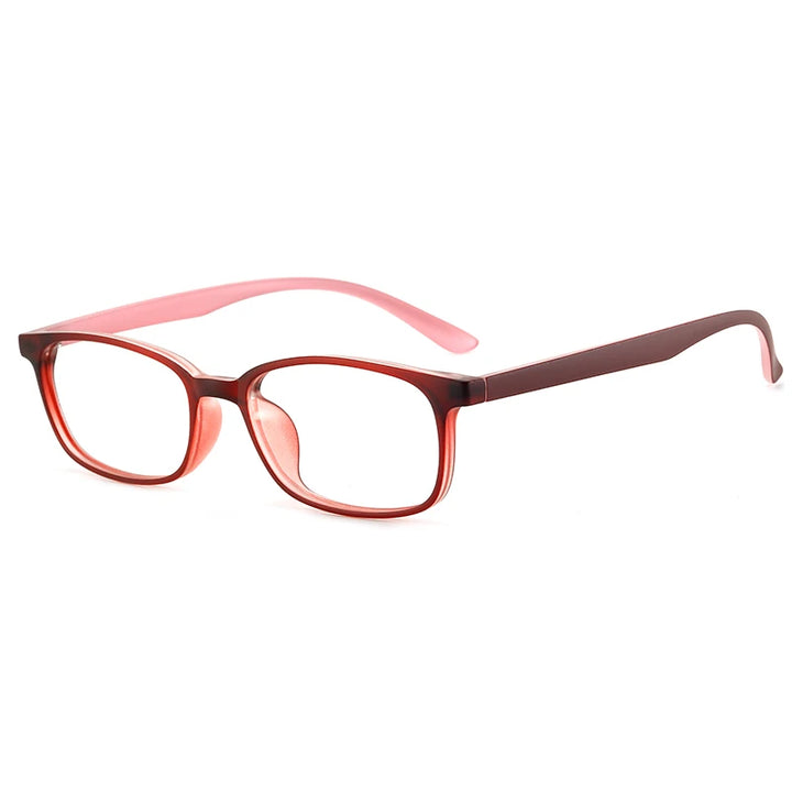 Reven Jate Unisex Small Full Rim Square Plastic Eyeglasses 1056 Full Rim Reven Jate red pink
