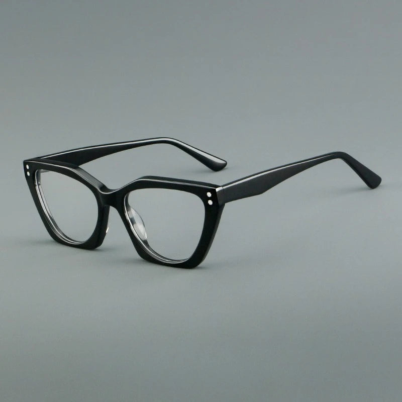 Hewei Women's Full Rim Square Cat Eye Thick Acetate Eyeglasses 88027
