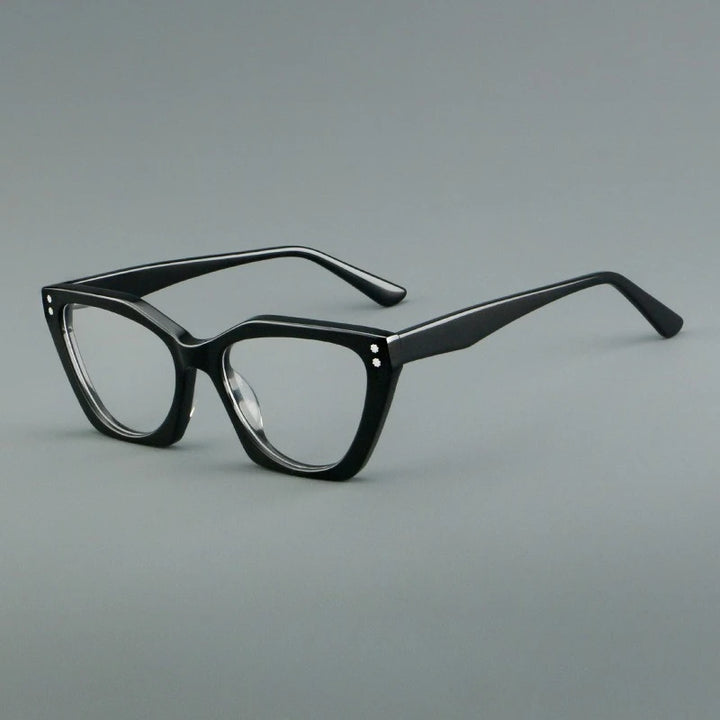 Hewei Women's Full Rim Square Cat Eye Thick Acetate Eyeglasses 88027