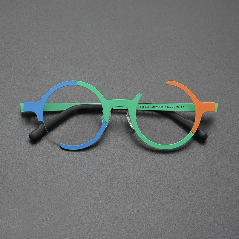 Nobler Unisex Semi Rim Round Titanium Eyeglasses 5808 Full Rim Nobler C1