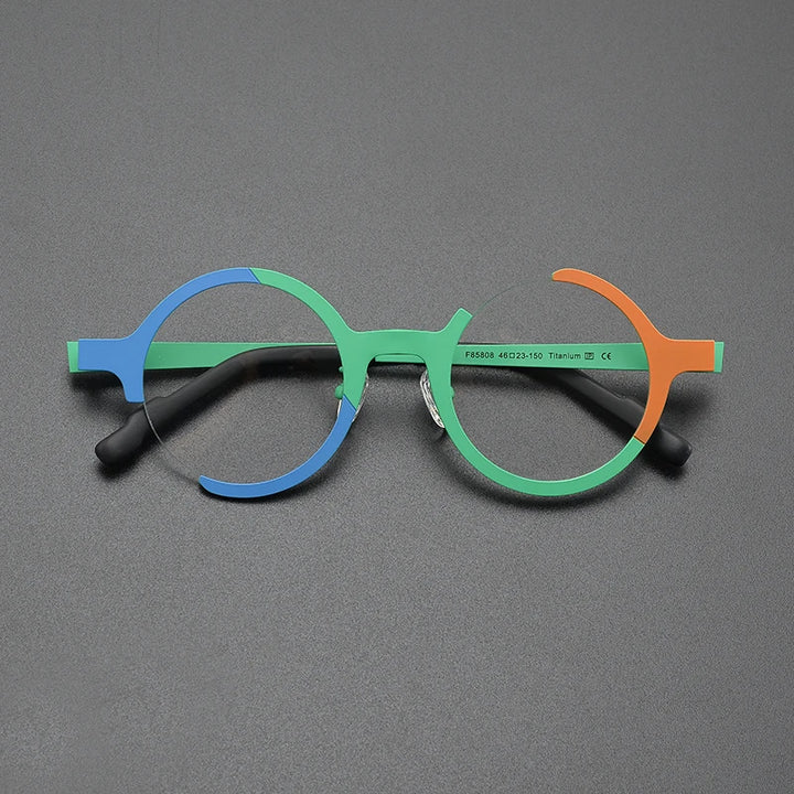 Nobler Unisex Semi Rim Round Titanium Eyeglasses 5808 Full Rim Nobler C1