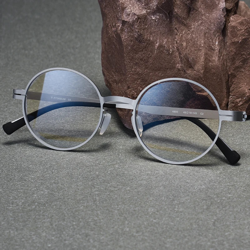 Black Mask Women's Full Rim Round Titanium Eyeglasses S80996 Full Rim Black Mask Matte Silver