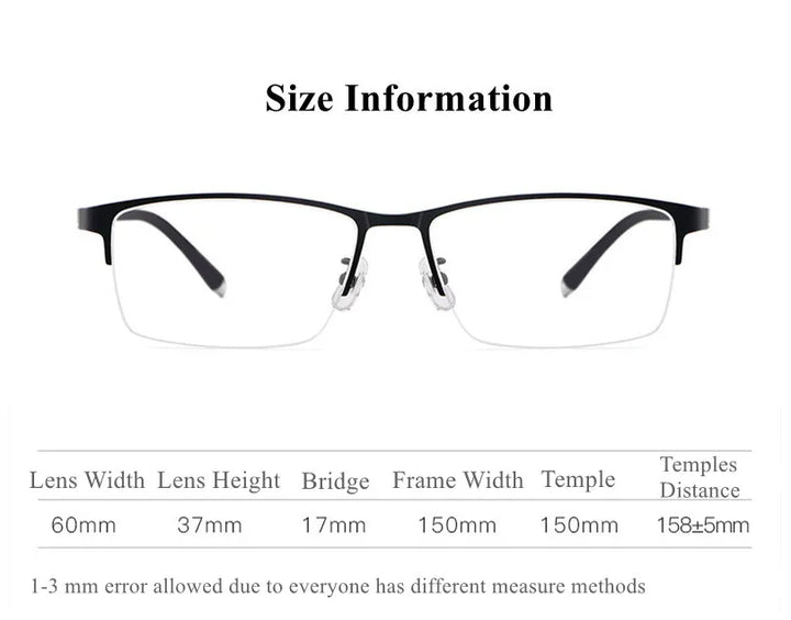 Chashma Ochki Unisex Semi Rim Big Square Titanium Eyeglasses 20421 Semi Rim Chashma Ochki