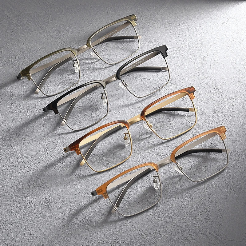 Gatenac Unisex Full Rim Square Screwless Acetate Alloy Eyeglasses 1236 Full Rim Gatenac