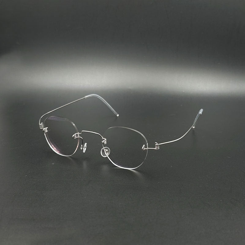 Yujo Unisex Rimless Polygon Stainless Steel Eyeglasses Y081 Rimless Yujo
