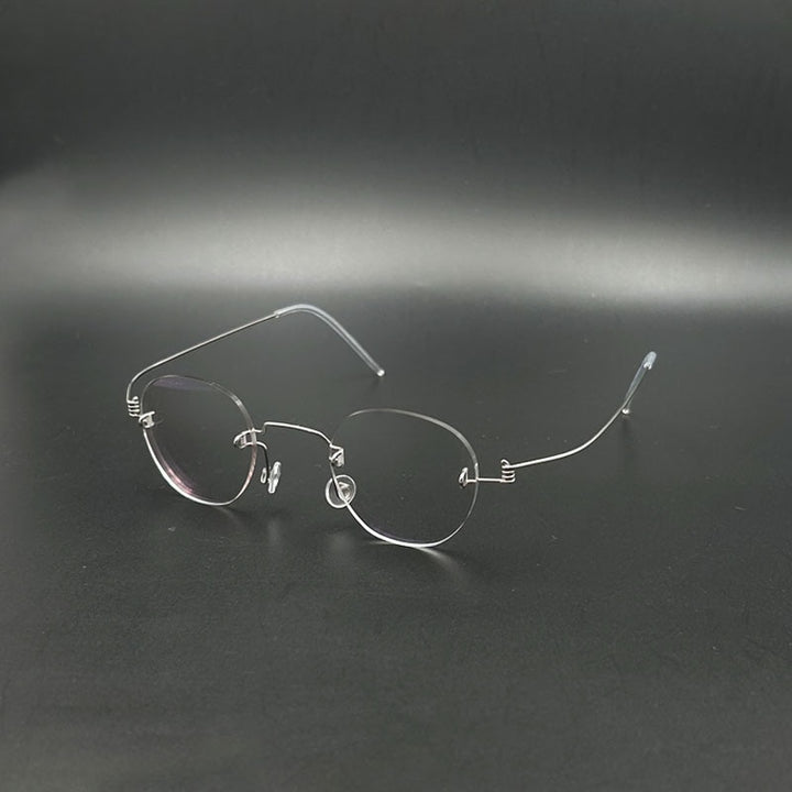 Yujo Unisex Rimless Polygon Stainless Steel Eyeglasses Custom Lens Options Rimless Yujo   