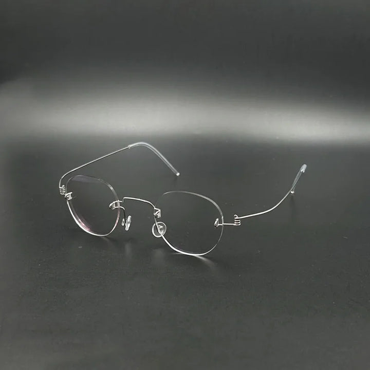 Yujo Unisex Rimless Oval Polygon Stainless Steel Eyeglasses 14537 Rimless Yujo