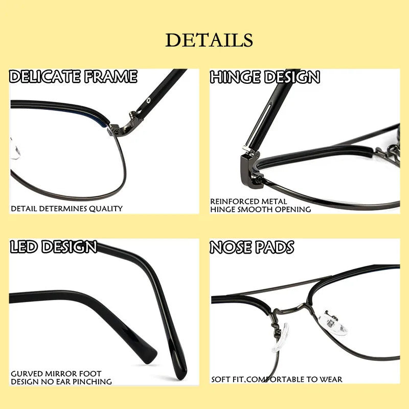 Kocolior Unisex Full Rim Square Double Bridge Alloy Reading Glasses 18032 Reading Glasses Kocolior
