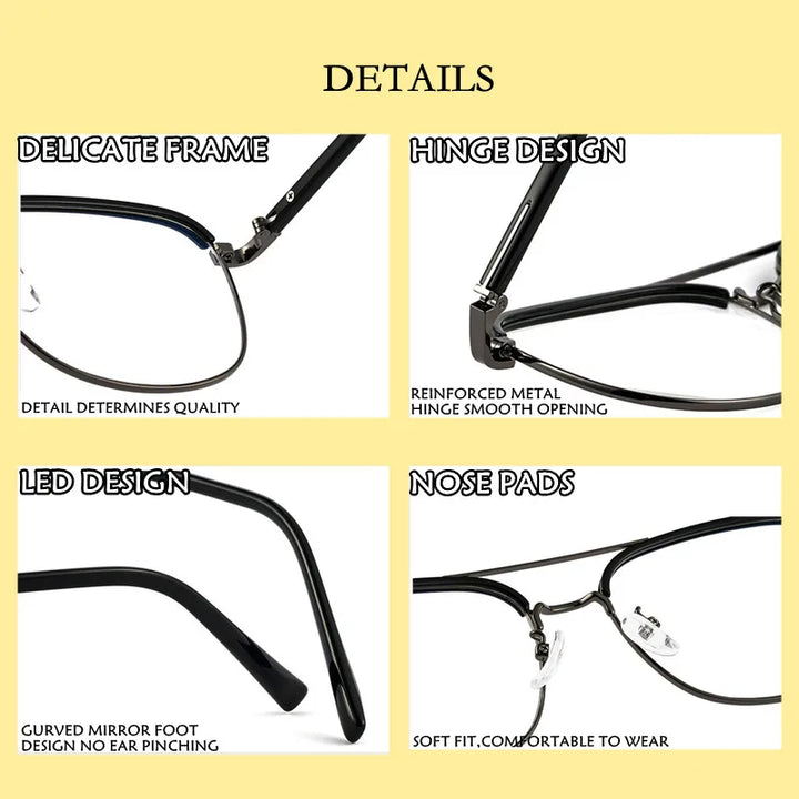 Kocolior Unisex Full Rim Square Double Bridge Alloy Reading Glasses 18032 Reading Glasses Kocolior