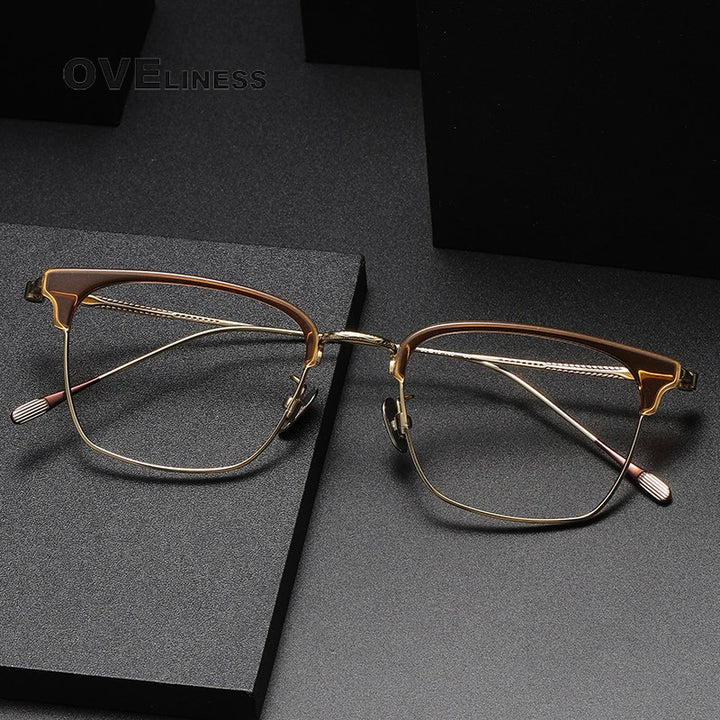 Oveliness Unisex Full Rim Cat Eye Acetate Titanium Eyeglasses 80896 Full Rim Oveliness   