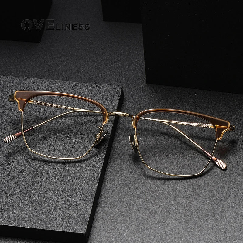 Oveliness Unisex Full Rim Cat Eye Acetate Titanium Eyeglasses 80896 Full Rim Oveliness   
