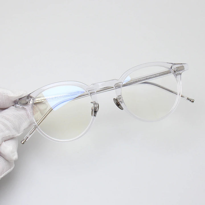 Black Mask Unisex Full Rim Round Acetate Eyeglasses 91443