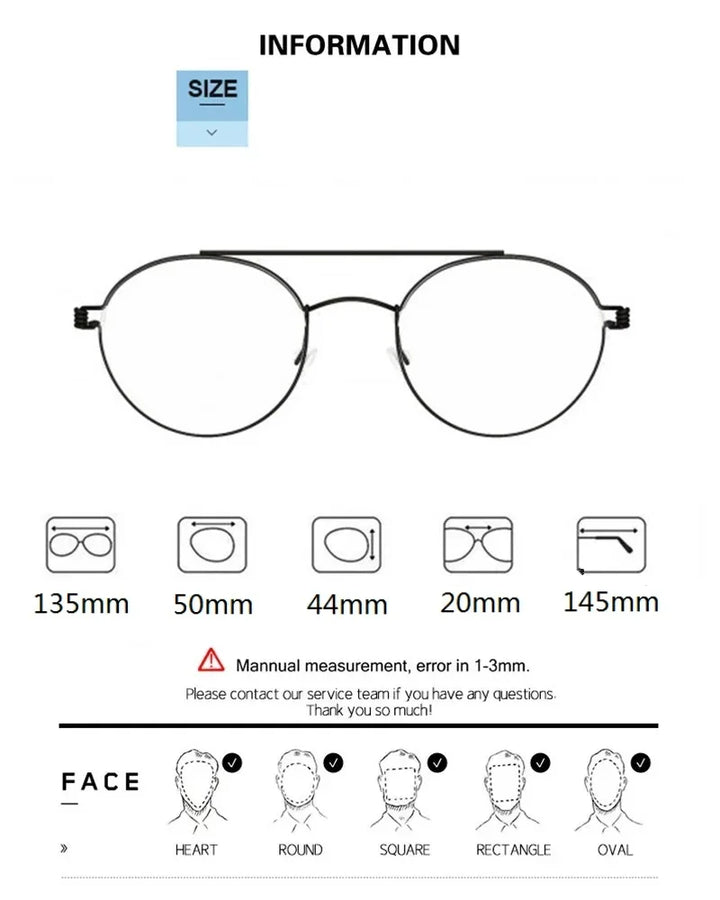 Aimee Women's Full Rim Round Double Bridge Titanium Eyeglasses 15044