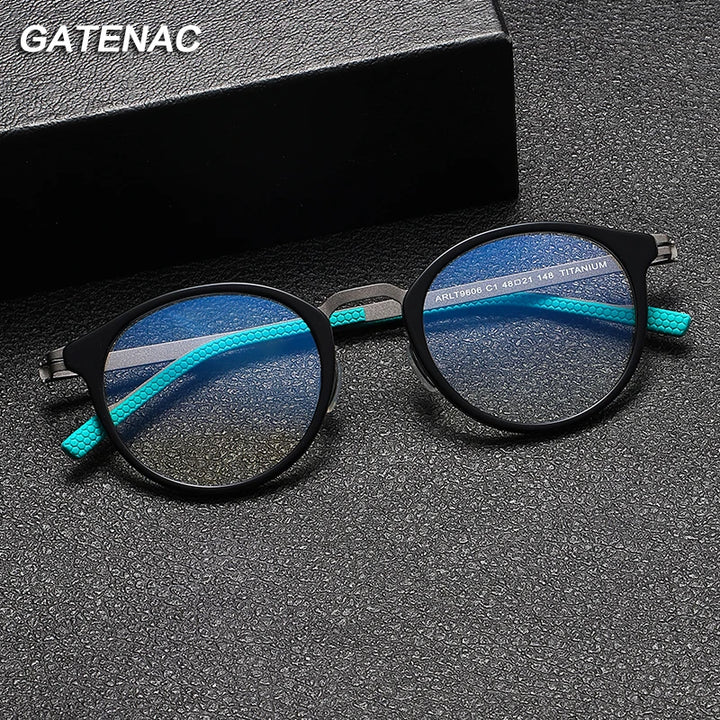 Gatenac Unisex Full Rim Round Titanium Eyeglasses Gxyj1155 Full Rim Gatenac