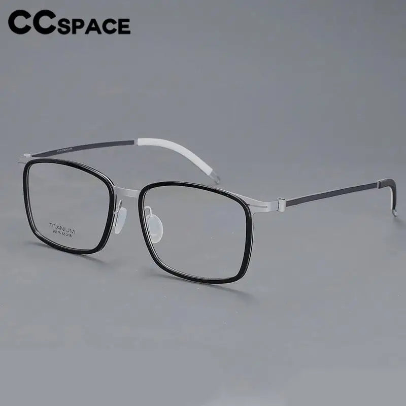 CCspace Unisex Full Rim Square Screwless Titanium Eyeglasses 57174 Full Rim CCspace