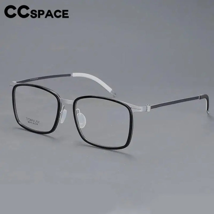 CCSpace Unisex Full Rim Square Screwless Titanium Eyeglasses 57174 Full Rim CCspace   