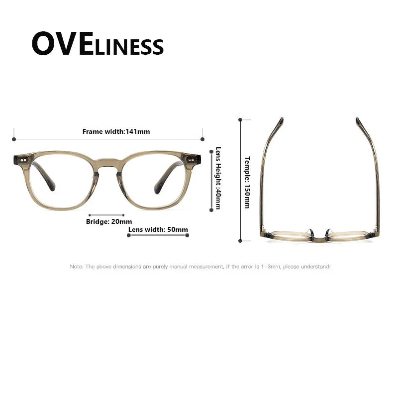 Oveliness Unisex Full Rim Oval Square Acetate Eyeglasses 78096 Full Rim Oveliness