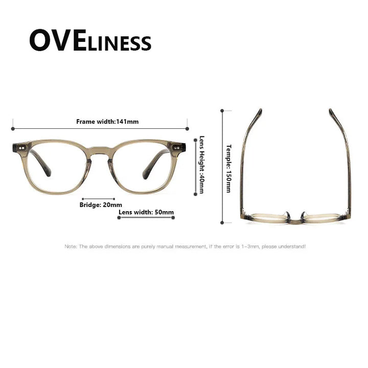 Oveliness Unisex Full Rim Oval Square Acetate Eyeglasses 78096 Full Rim Oveliness