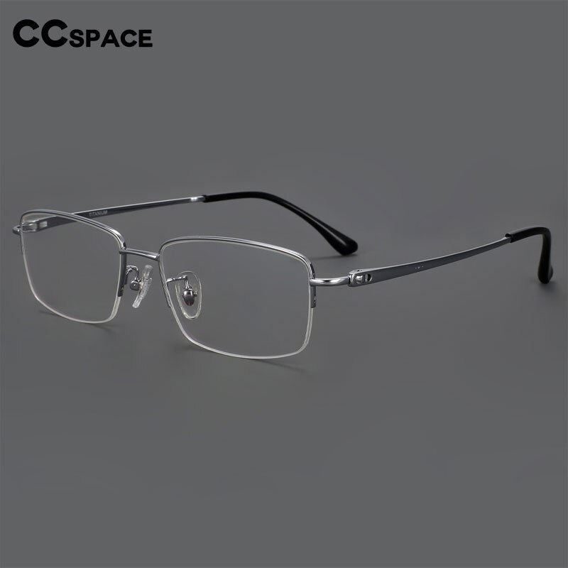CCspace Women's Semi Rim Square Hand Crafted Titanium Eyeglasses 55883 Semi Rim CCspace