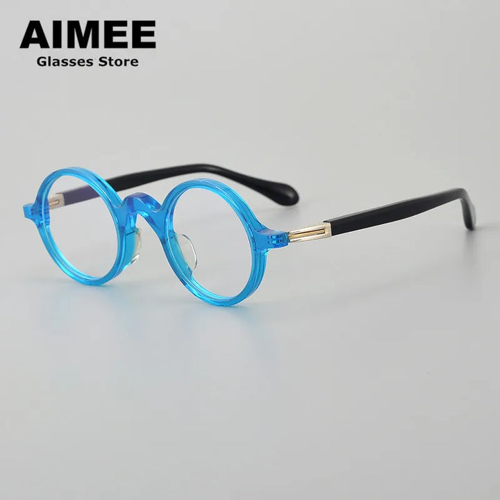 Aimee Women's Full Rim Round Titanium Acetate Eyeglasses 84203 Full Rim Aimee Blue