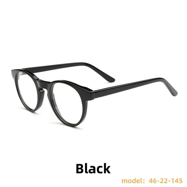 KatKani Unisex Full Rim Round Acetate Eyeglasses 209 Full Rim KatKani Eyeglasses Black  