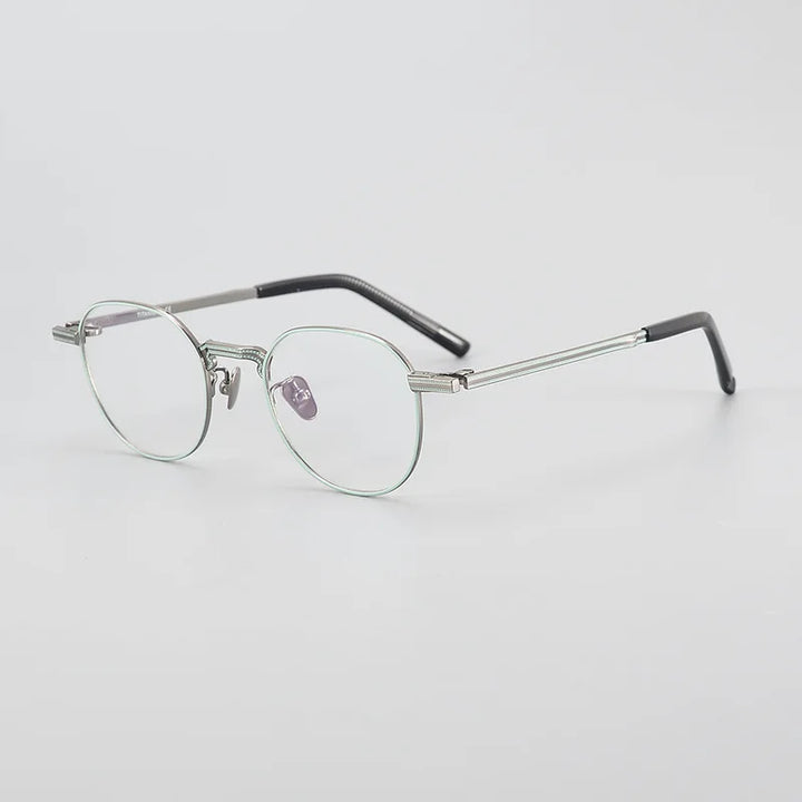 Black Mask Women's Full Rim Polygone Acetate Eyeglasses S955 Full Rim Black Mask Green-Gray