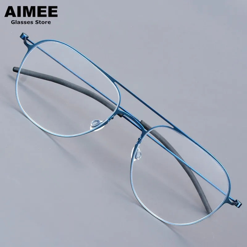 Aimee Unisex Full Rim Oval Double Bridge Titanium Eyeglasses 25527