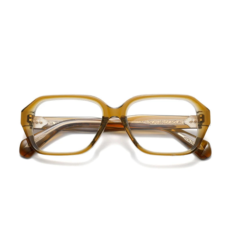 Aror Unisex Full Rim Flat Top Square Thick Acetate Eyeglasses 842313 Full Rim Aror Transparent brown