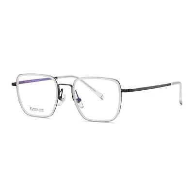 Ralferty Unisex Full Rim Polygon Square Titanium Acetate Eyeglasses 92318 Full Rim Ralferty C3 White CHINA