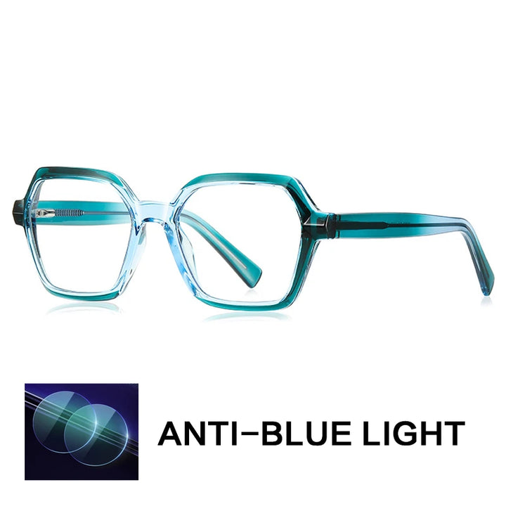 Gatenac Women's Full Rim Polygon Tr 90 Titanium Reading Glasses G2162