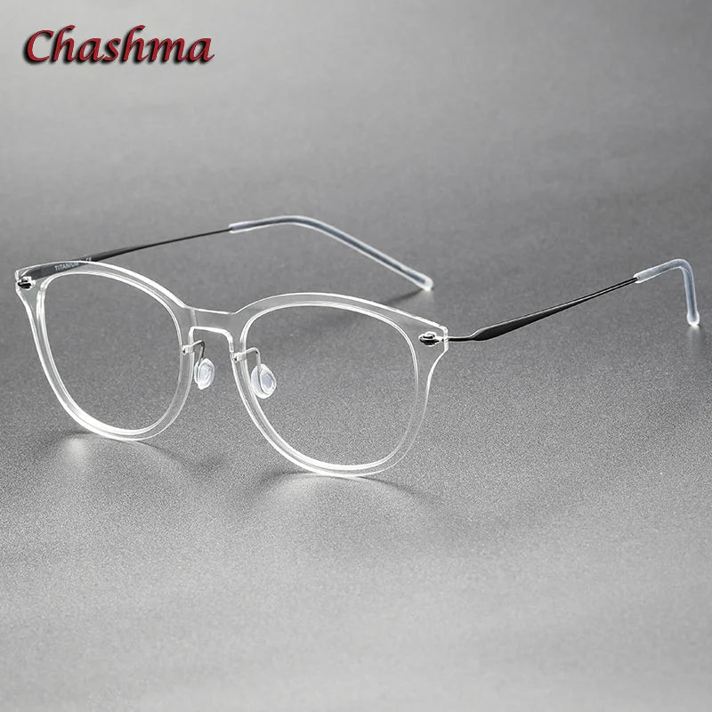 Chashma Ochki Unisex Full Rim Cat Eye Nylon Titanium Eyeglasses 6506 Full Rim Chashma Ochki Transparent  