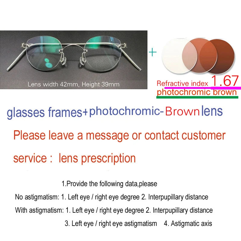 Yujo Unisex Handcrafted Rimless Oval Screwless Steel Eyeglasses 313533