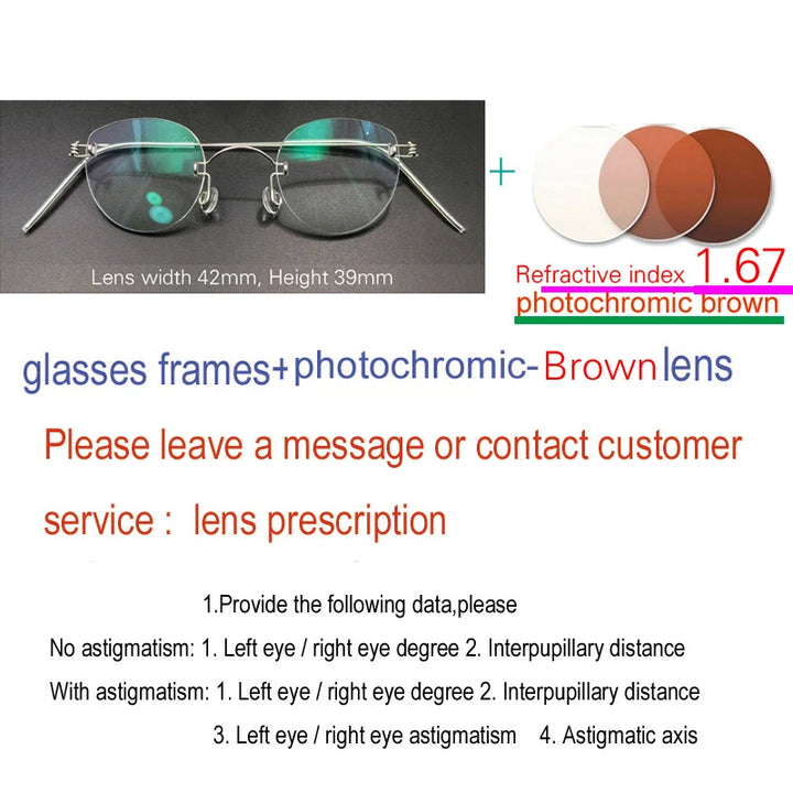 Yujo Unisex Handcrafted Rimless Oval Screwless Steel Eyeglasses 313533