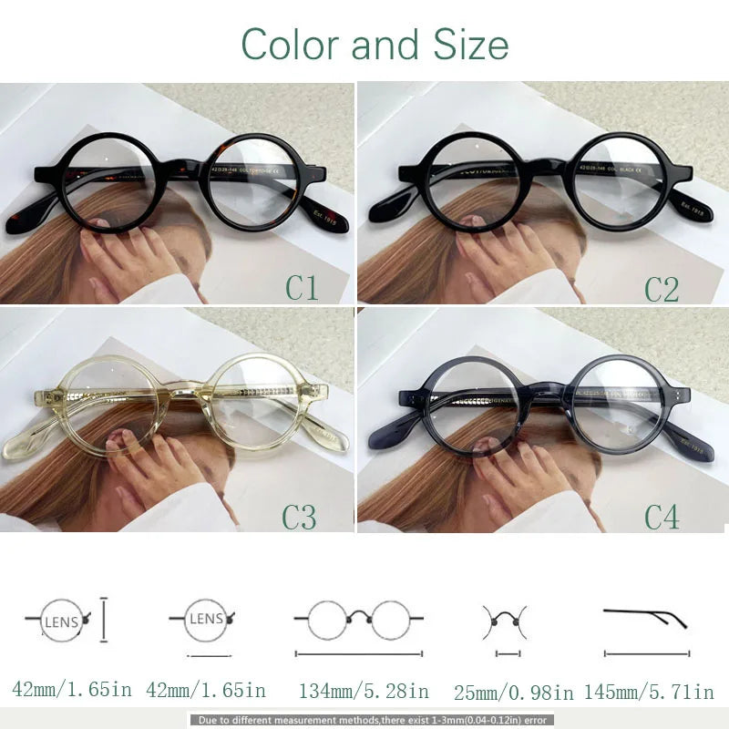 Yujo Unisex Full Rim Round Acetate Eyeglasses 4225e Full Rim Yujo
