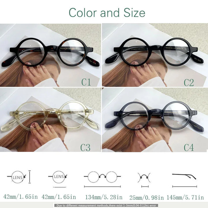 Yujo Unisex Full Rim Round Acetate Eyeglasses 4225e Full Rim Yujo