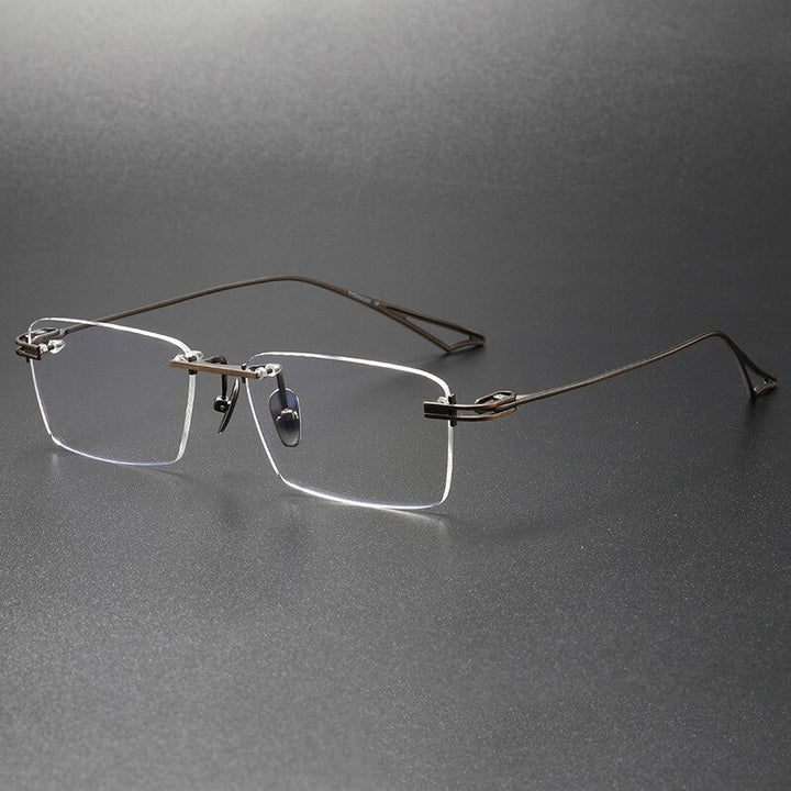 CCspace Unisex Rimless Square Titanium Eyeglasses 56511 Rimless CCspace Bronze