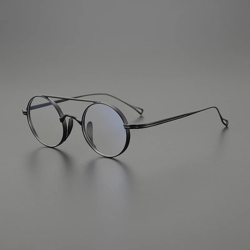 Black Mask Women's Full Rim Round Double Bridge Titanium Eyeglasses 79500